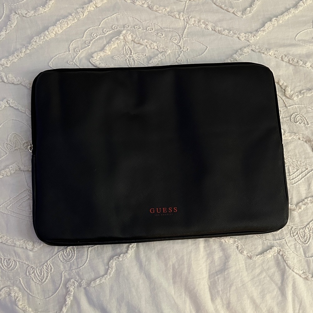 Guess Black Laptop Sleeve with Red Logo Accent